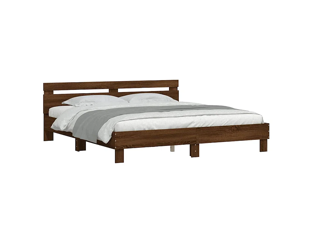 Cadre de lit avec LED sans matelas chêne marron 160x200 cm