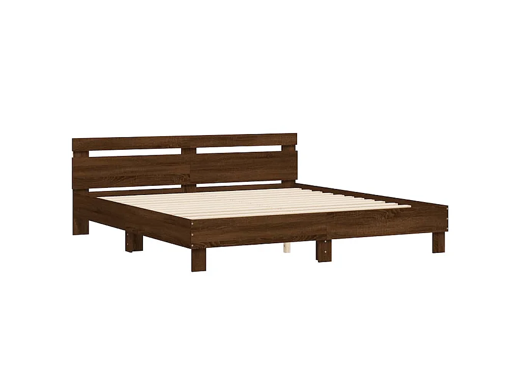 Cadre de lit avec LED sans matelas chêne marron 160x200 cm
