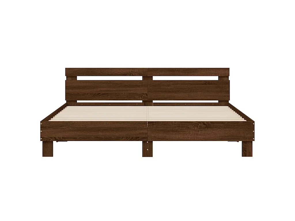 Cadre de lit avec LED sans matelas chêne marron 160x200 cm