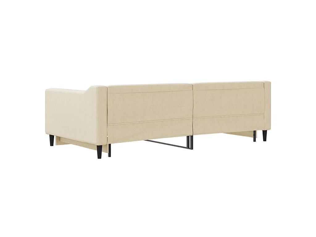 Divano Letto con Letto Estraibile Crema 100x200 cm in Tessuto