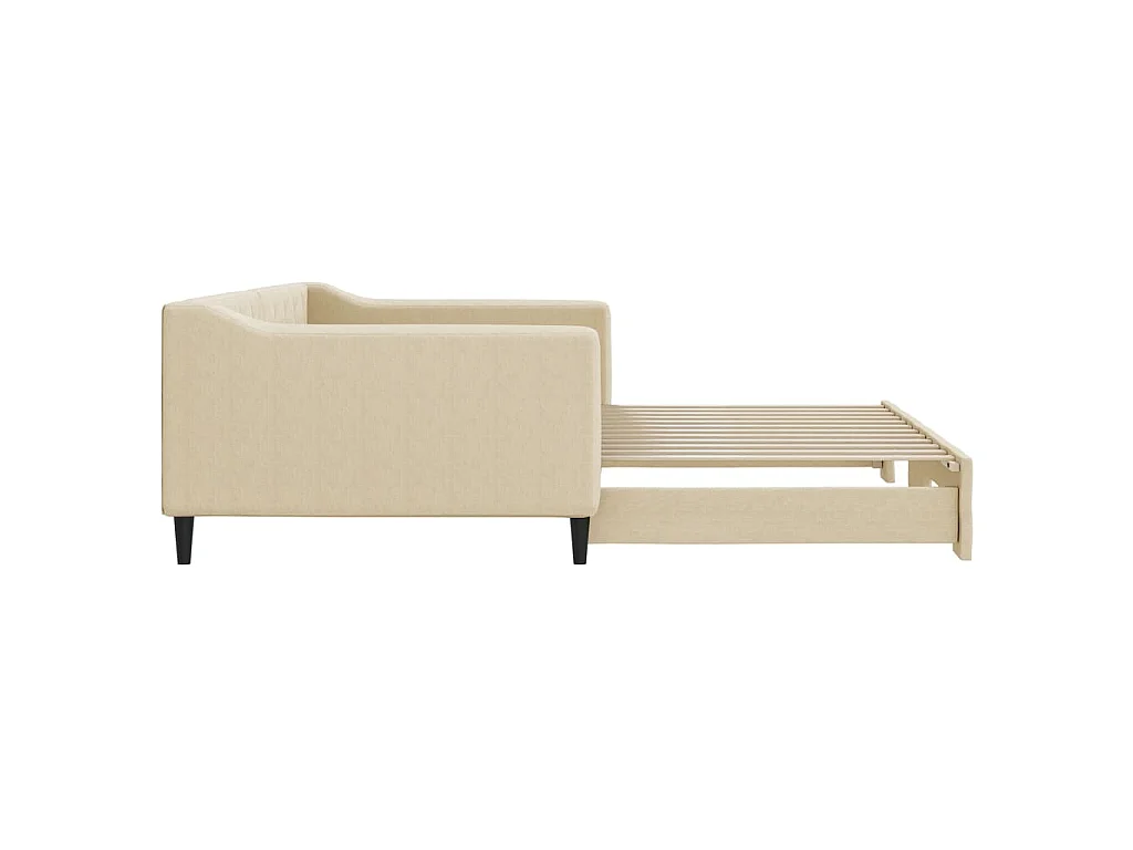 Lit de jour avec lit gigogne crème 100x200 cm tissu