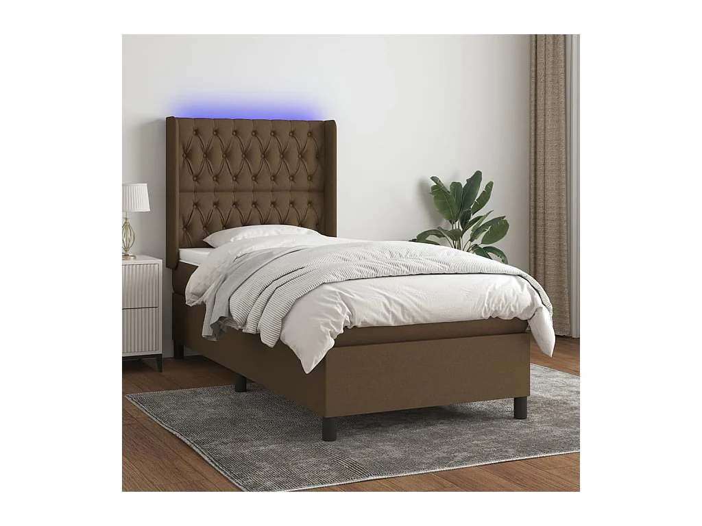Boxspringbett mit Matratze & LED Dunkelbraun 80x200 cm Stoff