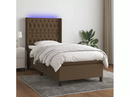 Kauf Unique Boxspringbett mit Matratze & LED Dunkelbraun 80x200 cm Stoff