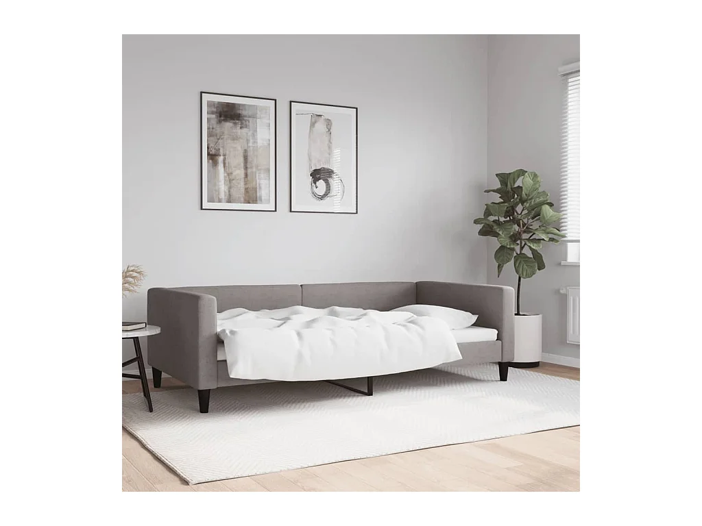 Lit de repos taupe 100x200 cm tissu