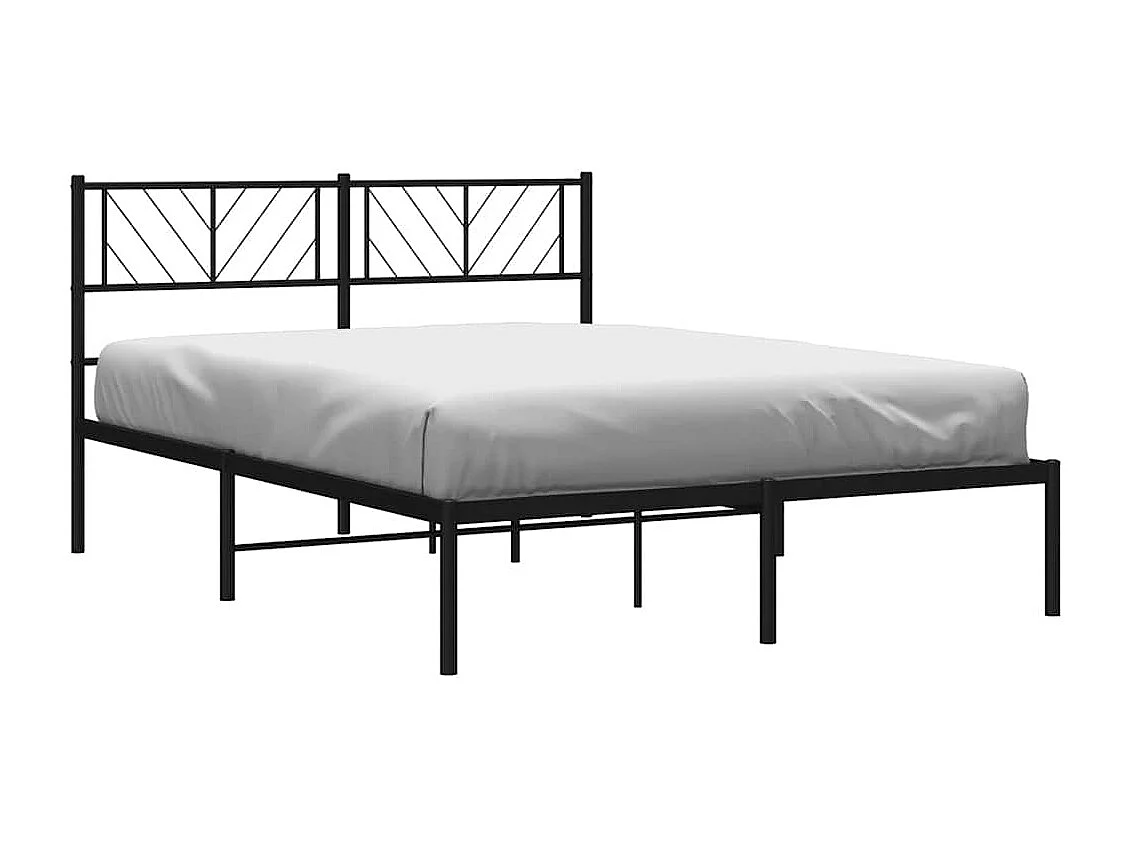 Bedframe met hoofdbord metaal zwart 150x200 cm