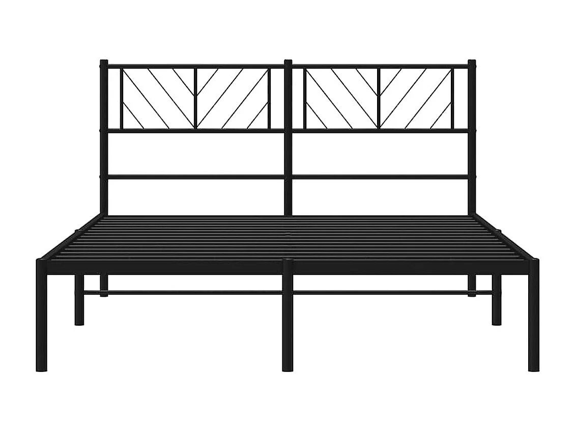 Bedframe met hoofdbord metaal zwart 150x200 cm