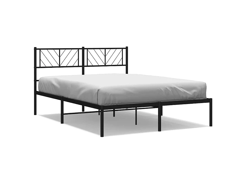 Cadre de lit métal sans matelas avec tête de lit noir 150x200cm