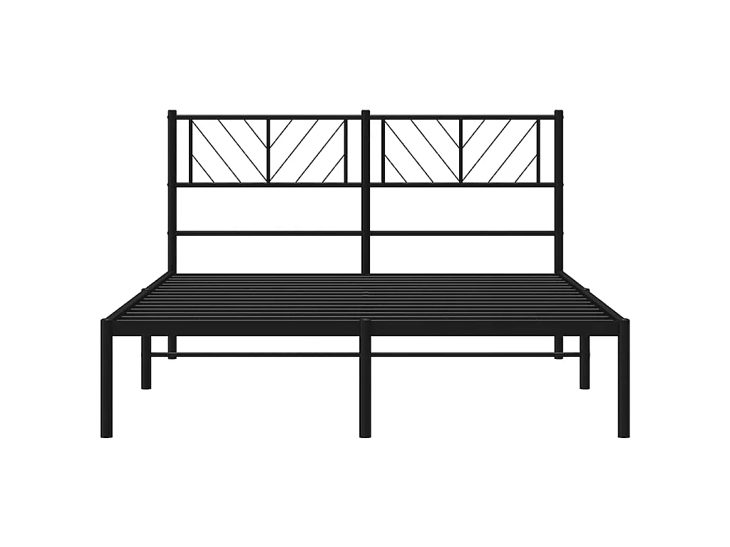 Cadre de lit métal sans matelas avec tête de lit noir 150x200cm