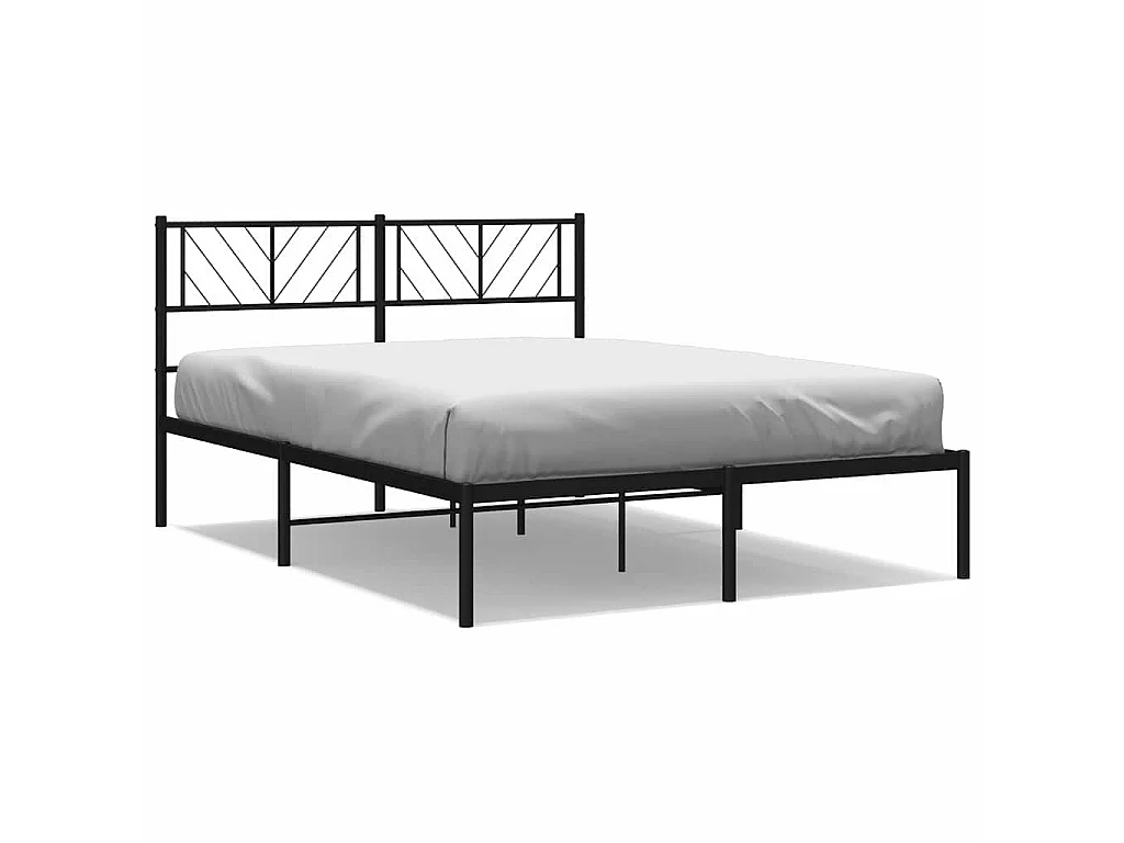 Cadre de lit métal sans matelas avec tête de lit noir 150x200cm