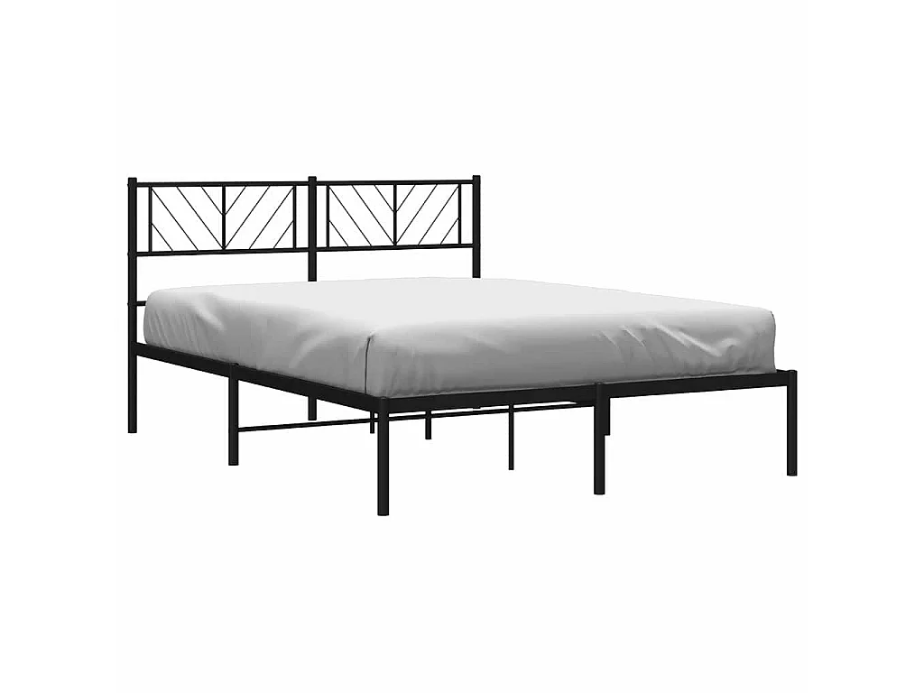 Cadre de lit métal sans matelas avec tête de lit noir 150x200cm