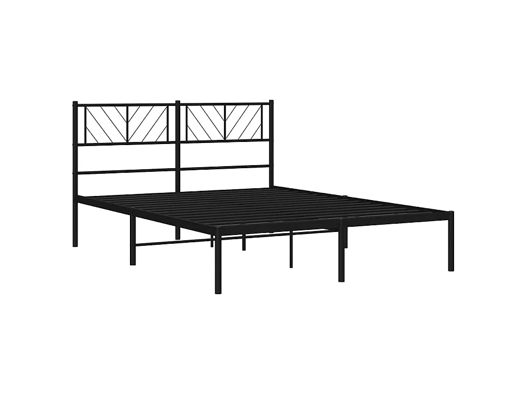 Cadre de lit métal sans matelas avec tête de lit noir 150x200cm