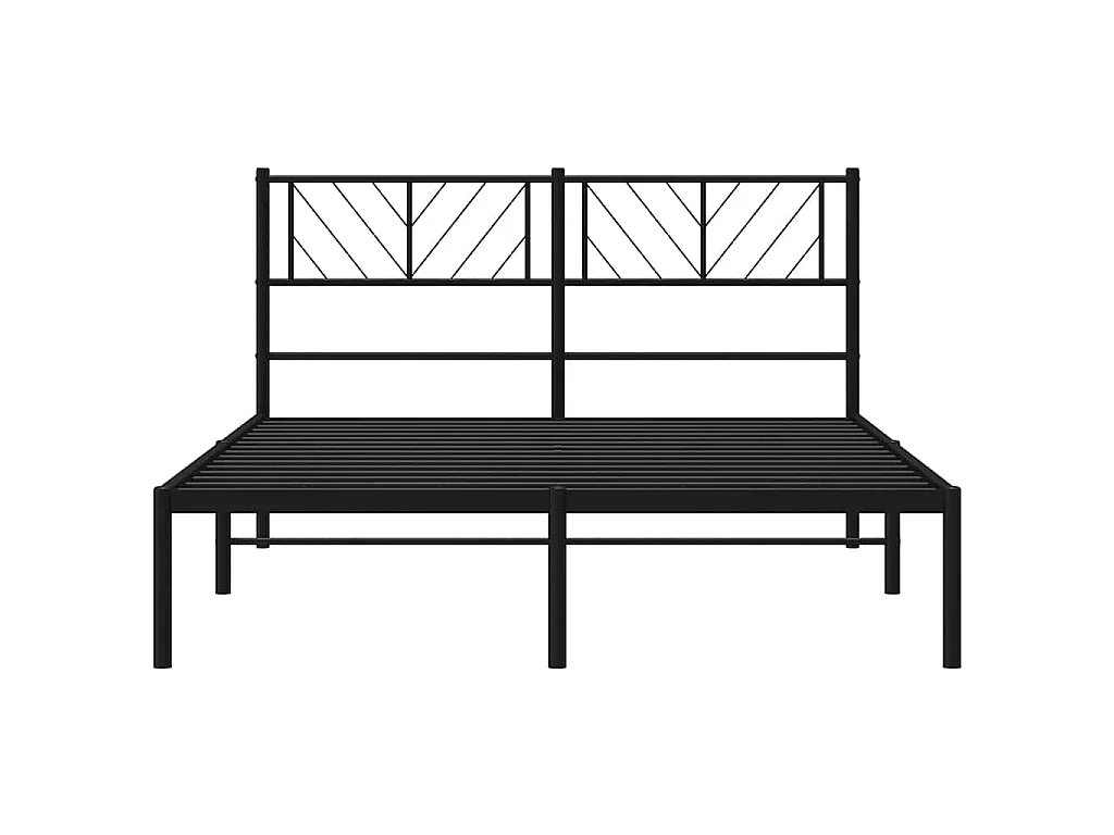 Cadre de lit métal sans matelas avec tête de lit noir 150x200cm