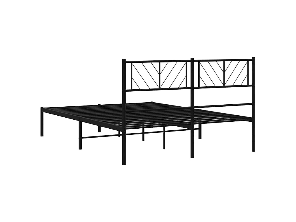 Cadre de lit métal sans matelas avec tête de lit noir 150x200cm