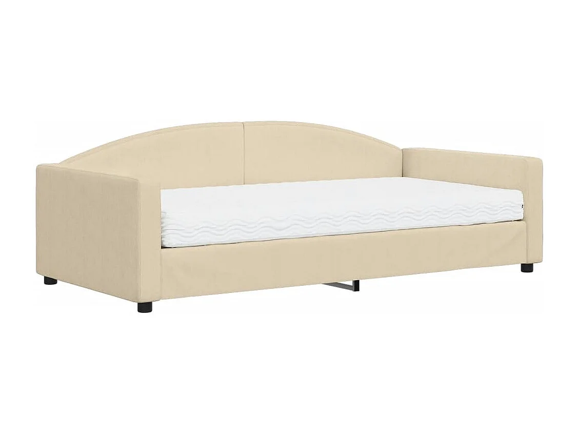Slaapbank met matras 100x200 cm stof crèmekleurig
