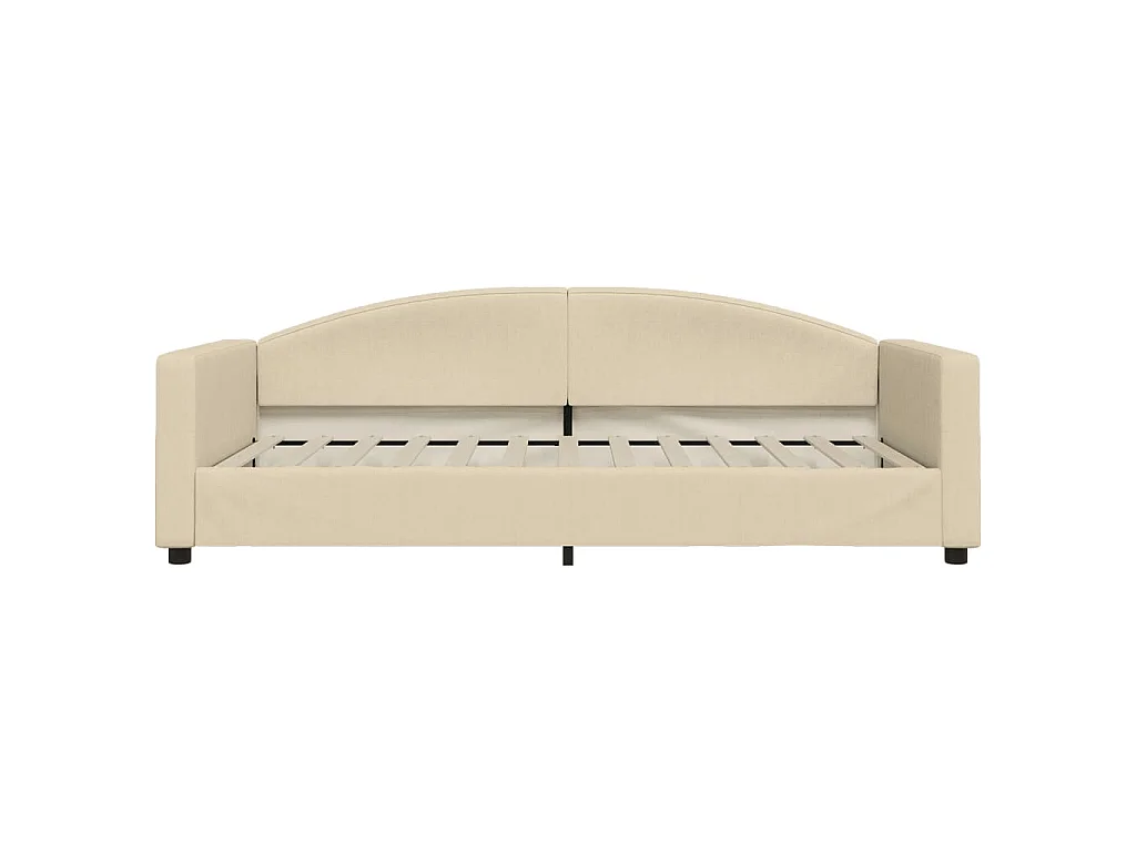 Slaapbank met matras 100x200 cm stof crèmekleurig