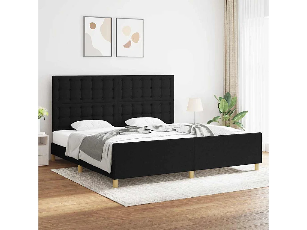 Cadre de lit sans matelas noir 200x200 cm tissu