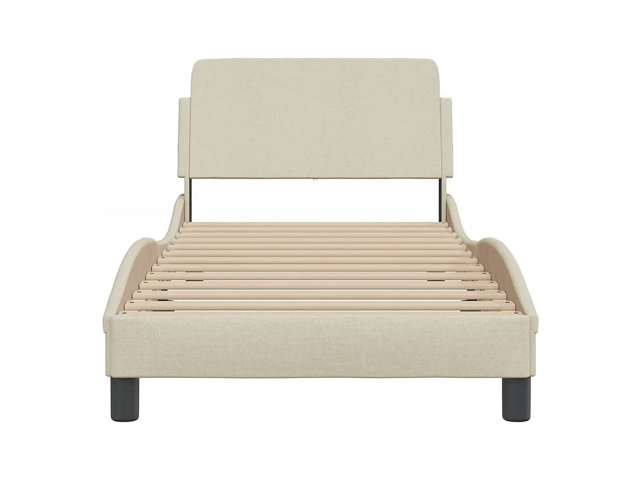 Cadre de lit avec tête de lit Dover crème 80x200cm tissu