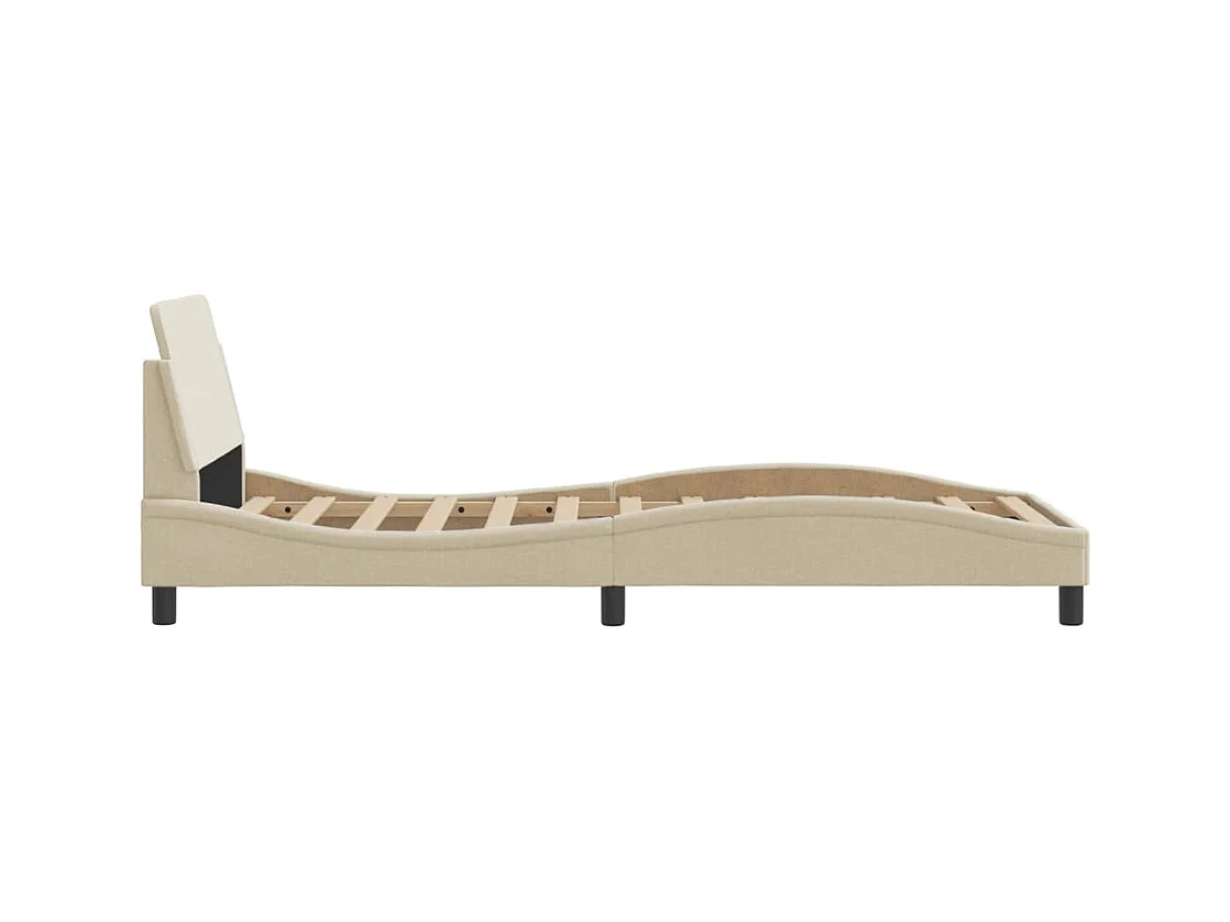 Cadre de lit avec tête de lit sans matelas crème 80x200cm tissu