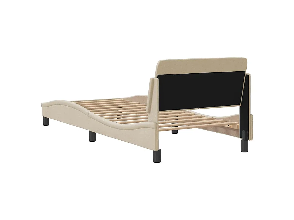 Cadre de lit avec tête de lit Dover crème 80x200cm tissu
