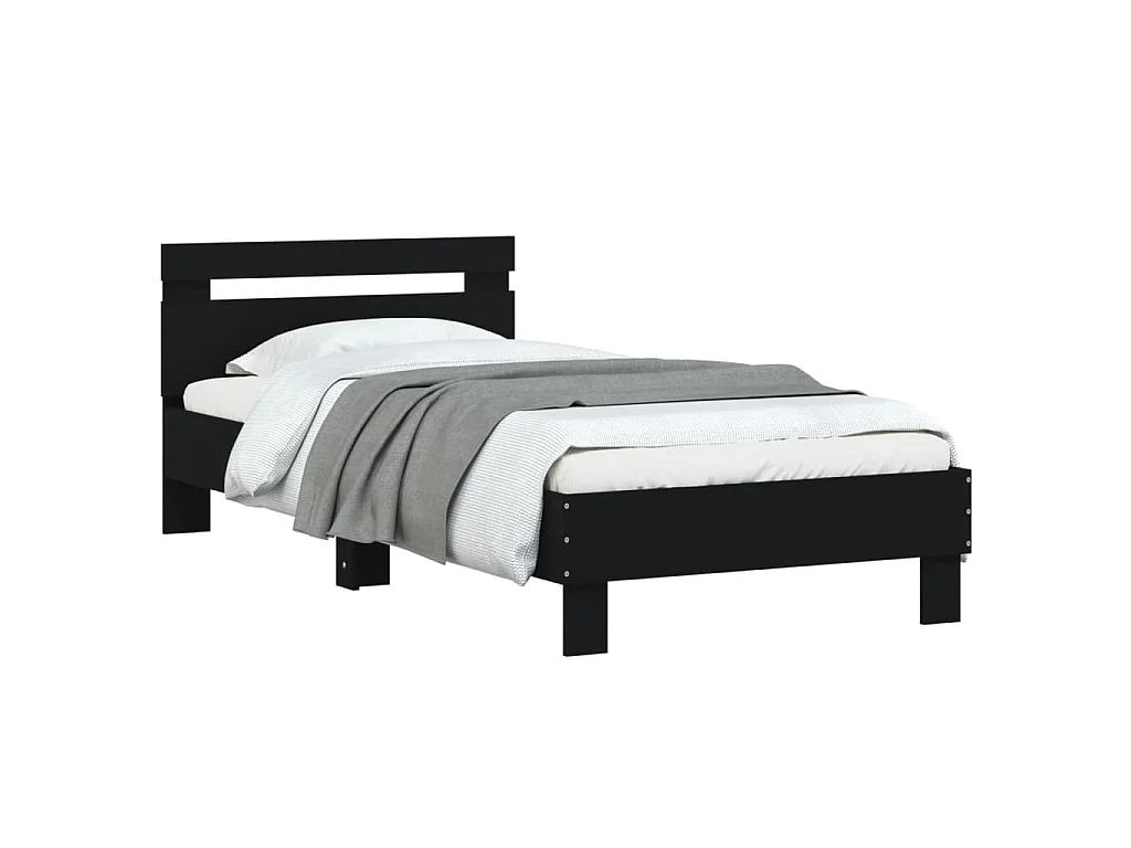 Cadre de lit sans matelas avec tête de lit noir 90x200 cm