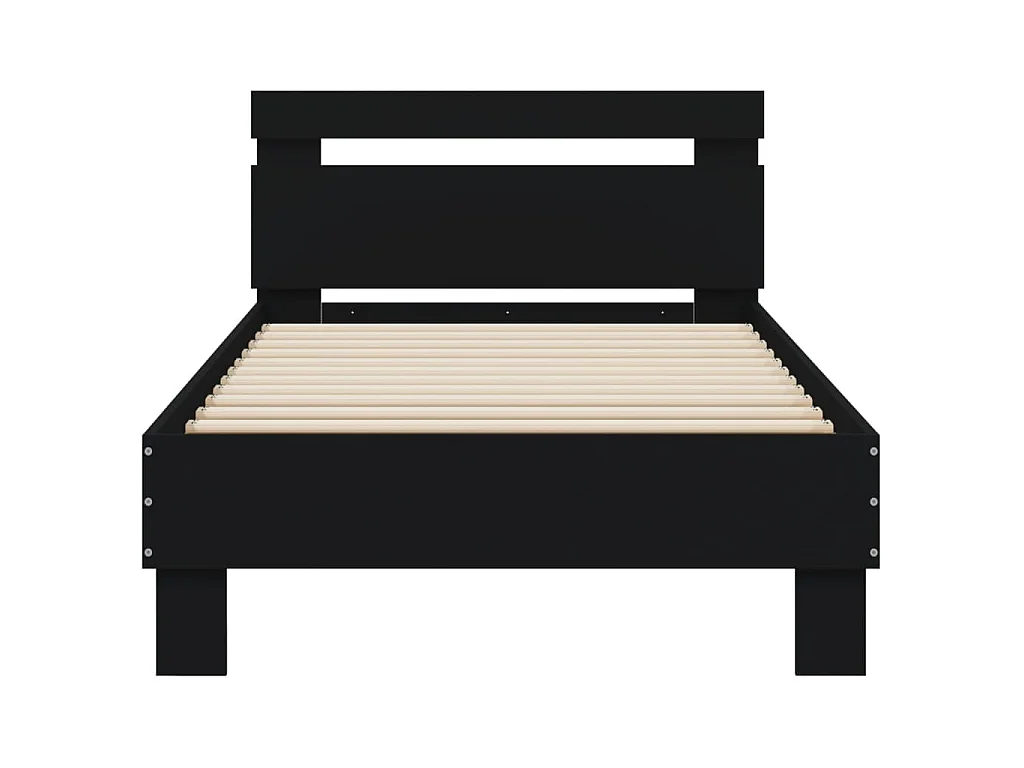 Cadre de lit sans matelas avec tête de lit noir 90x200 cm