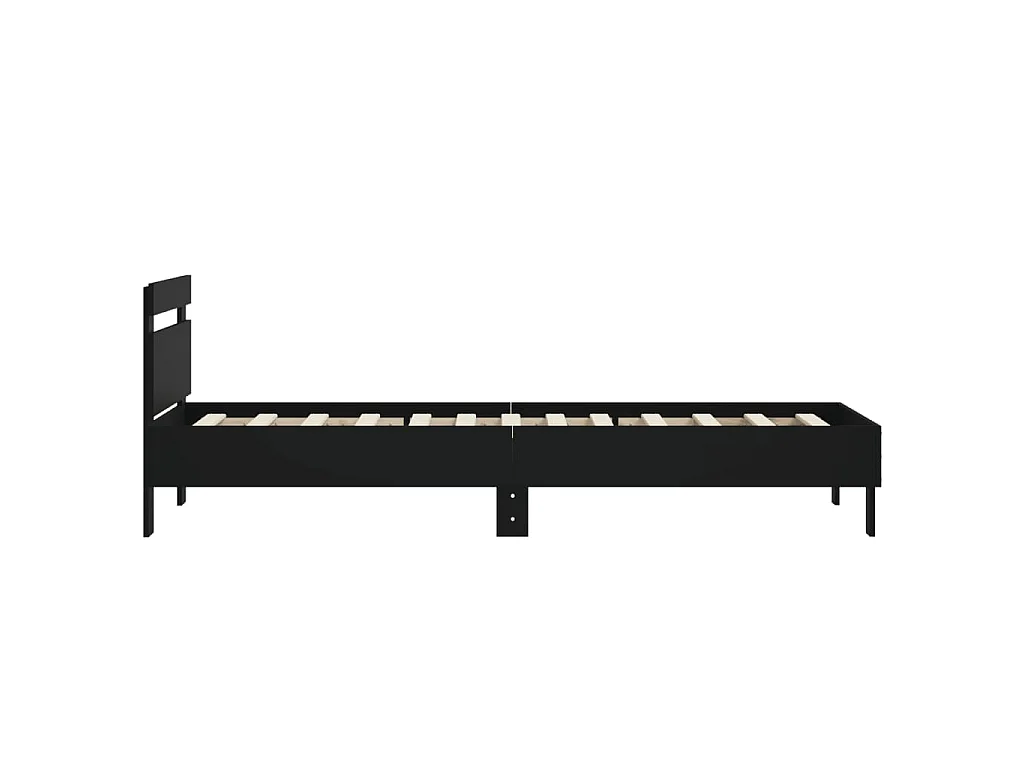 Cadre de lit sans matelas avec tête de lit noir 90x200 cm