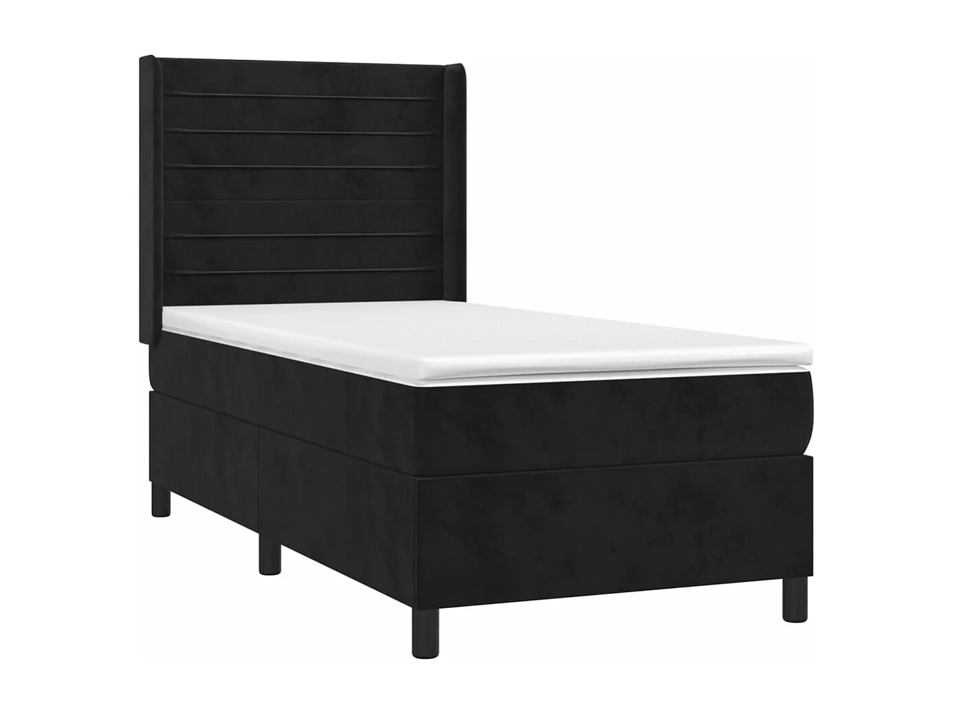 Boxspringbett mit Matratze & LED Schwarz 80x200 cm Samt