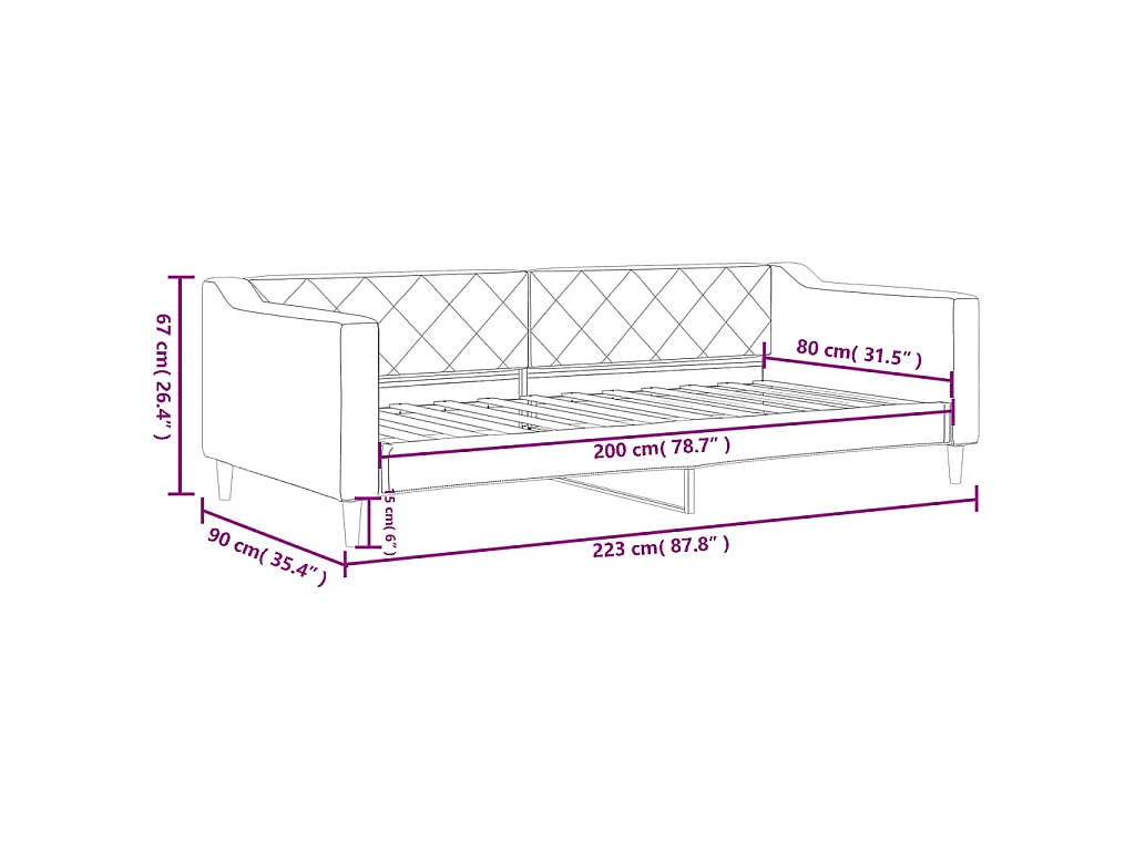 Lit de repos sans matelas crème 80x200 cm tissu