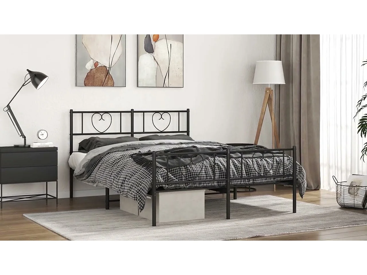 Estrutura de cama com cabeceira e pés 135x190 cm metal branco