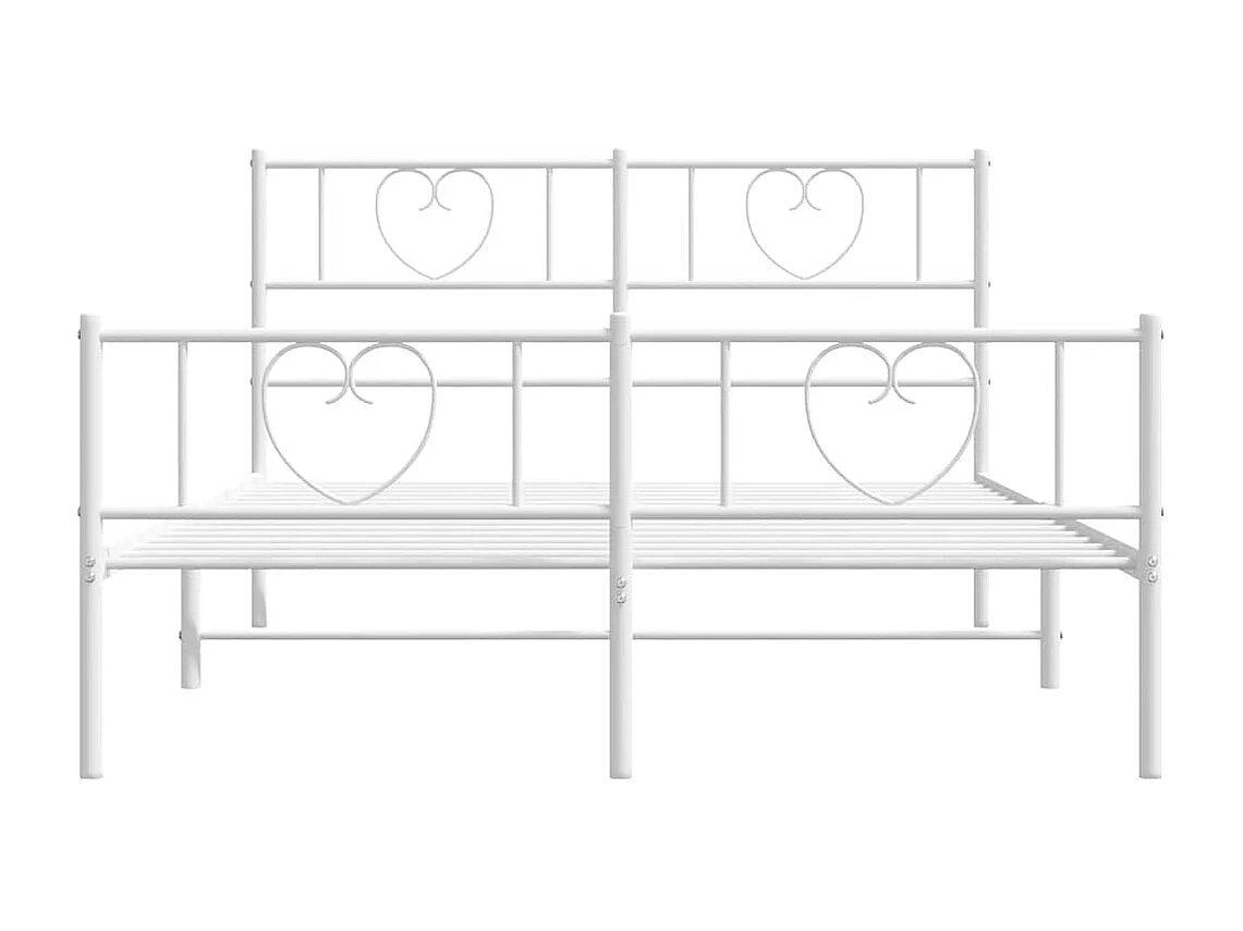 Estrutura de cama com cabeceira e pés 135x190 cm metal branco