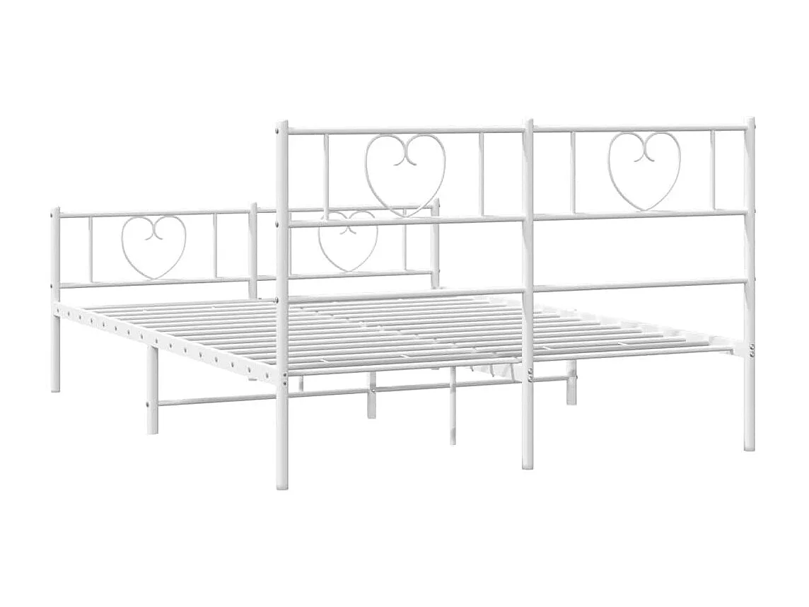 Bettgestell mit Kopf- und Fußteil Metall Weiß 135x190 cm