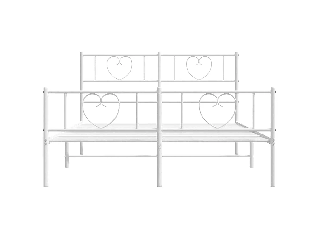 Bedframe met hoofd- en voeteneinde metaal wit 135x190 cm