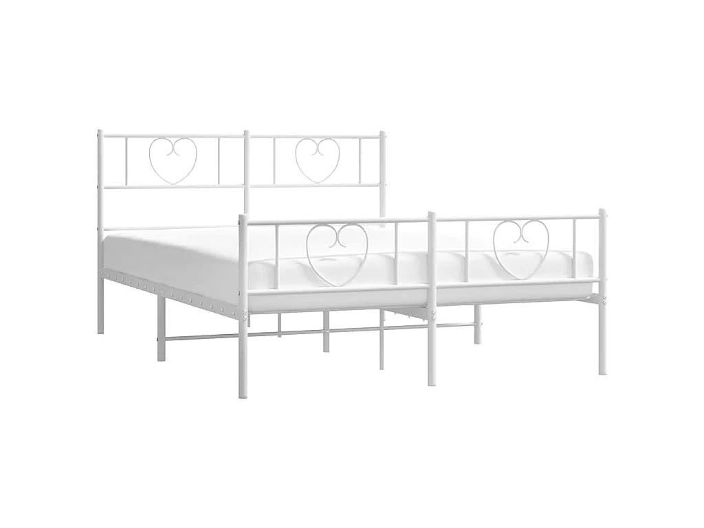 Bedframe met hoofd- en voeteneinde metaal wit 135x190 cm