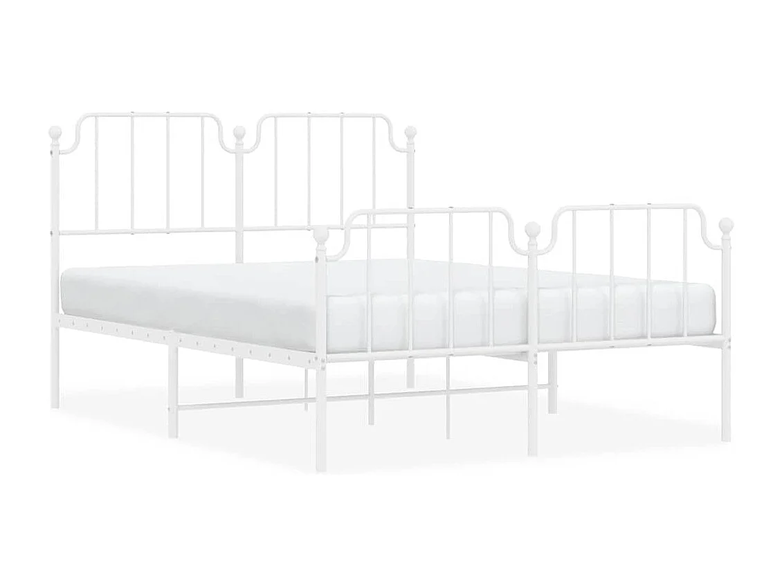 Estrutura de cama com cabeceira e pés 150x200 cm metal branco