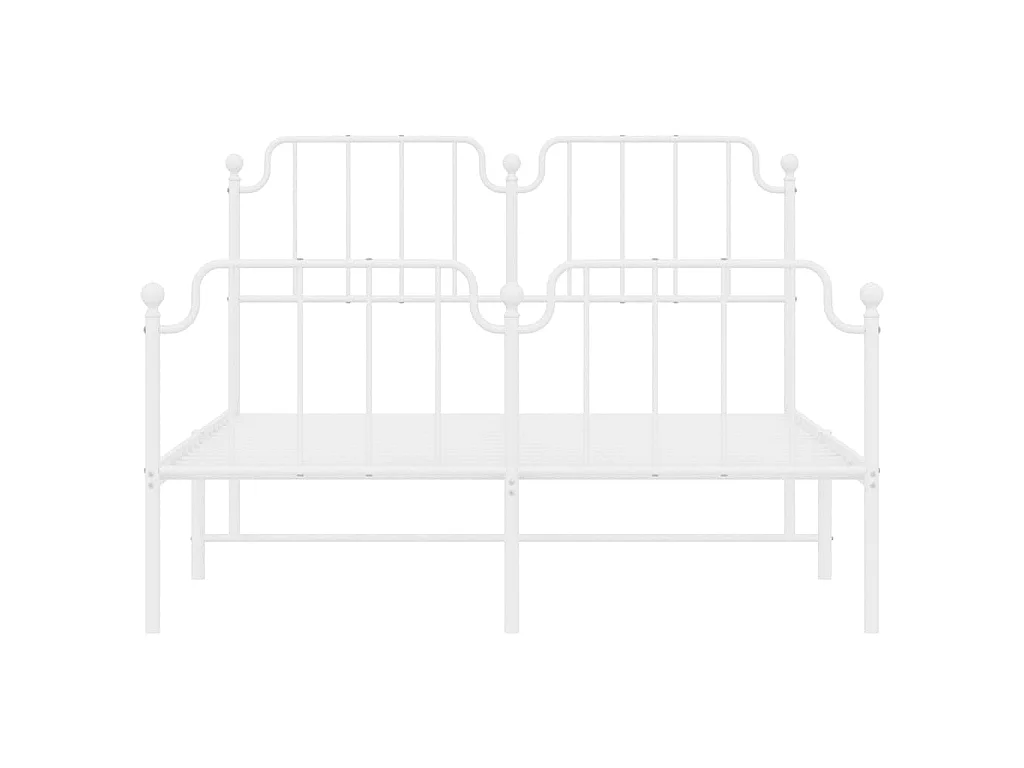 Cadre de lit métal sans matelas et pied de lit blanc 150x200 cm
