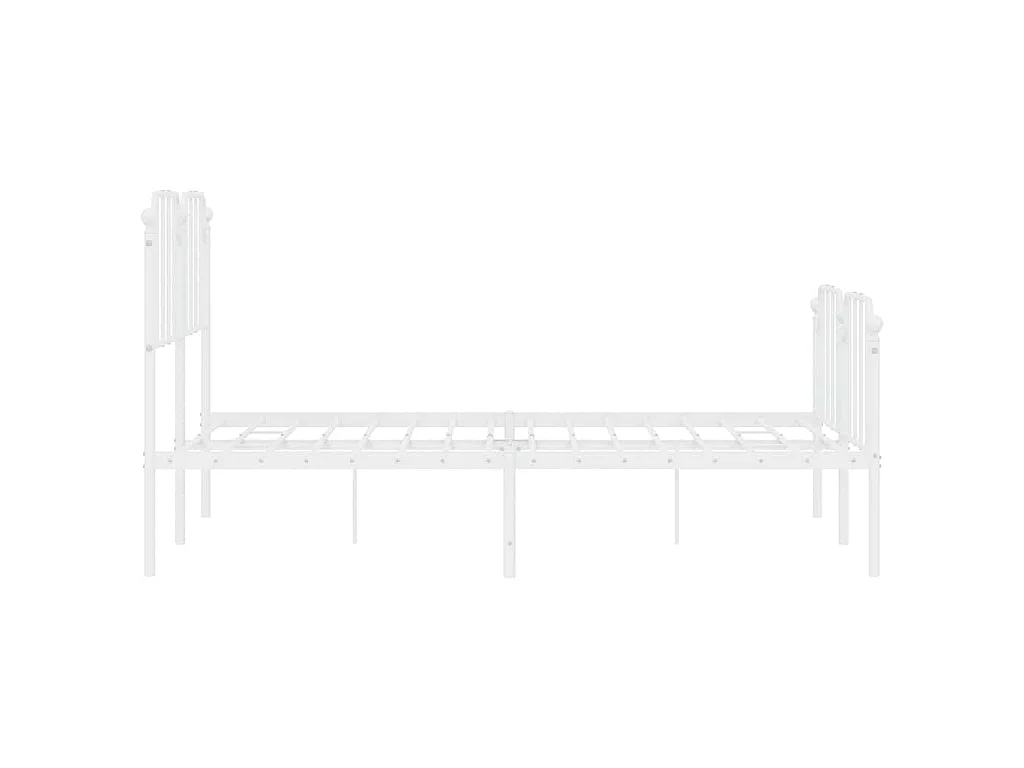 Cadre de lit métal sans matelas et pied de lit blanc 150x200 cm