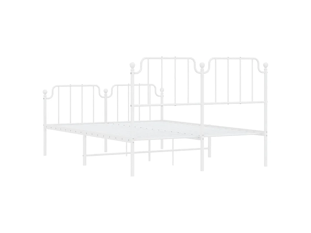 Cadre de lit métal sans matelas et pied de lit blanc 150x200 cm