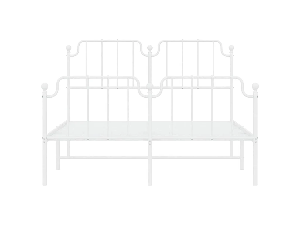 Cadre de lit métal sans matelas et pied de lit blanc 150x200 cm