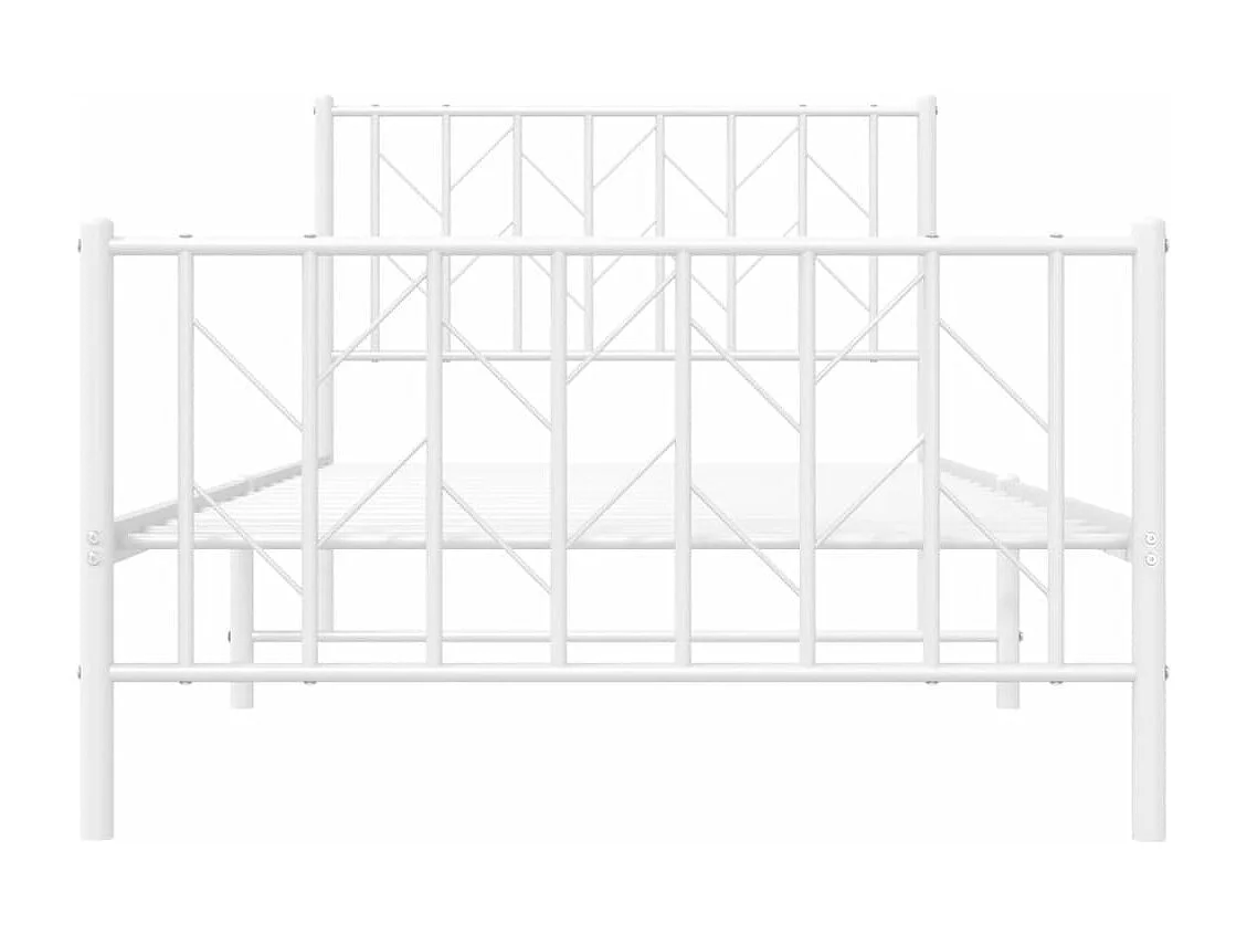 Bettgestell mit Kopf- und Fußteil Metall Weiß 100x190 cm