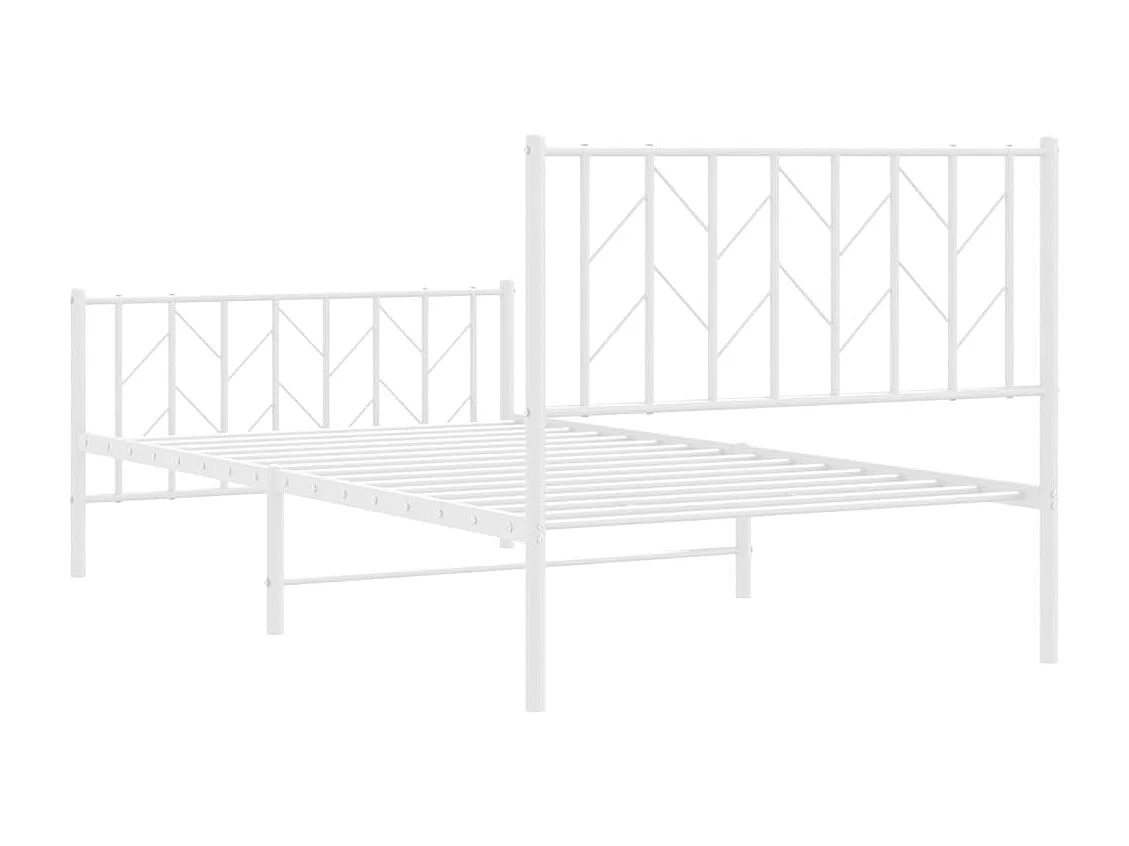 Cadre de lit métal sans matelas et pied de lit blanc 100x190 cm