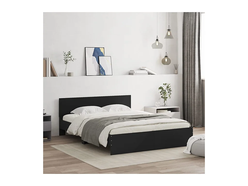 Cadre de lit sans matelas noir 150x200 cm