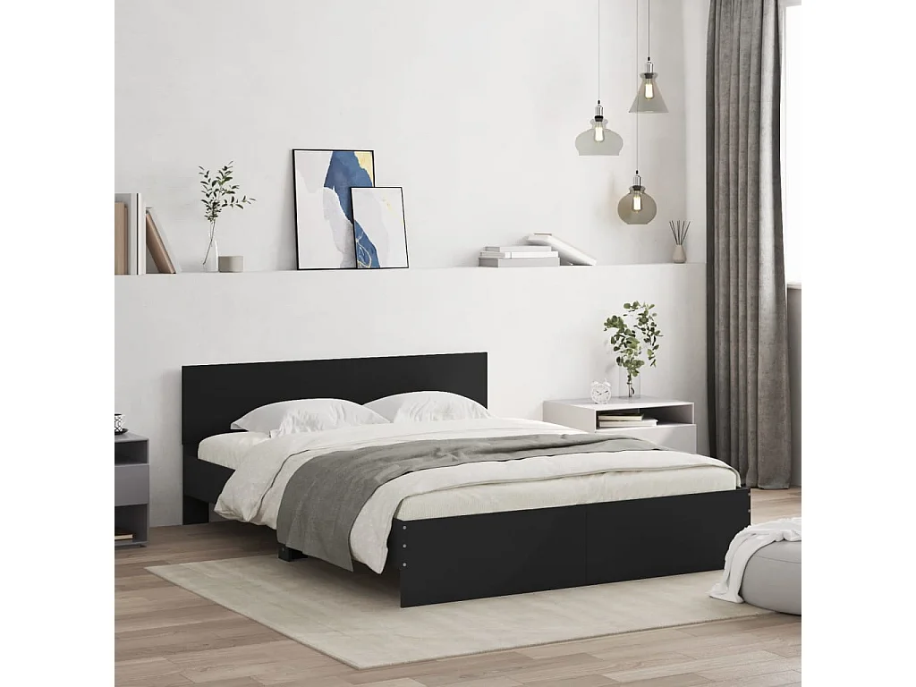 Cadre de lit sans matelas noir 150x200 cm