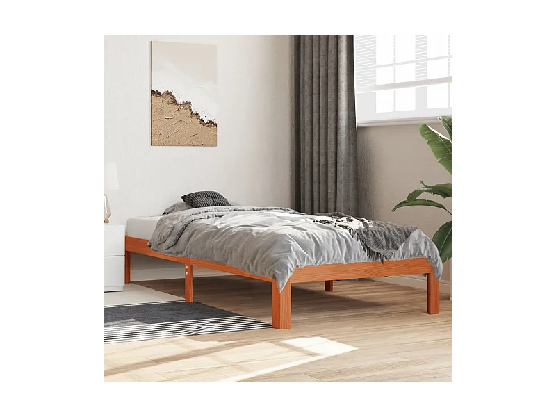 Cadre de lit sans matelas cire marron 90x200 cm bois pin massif