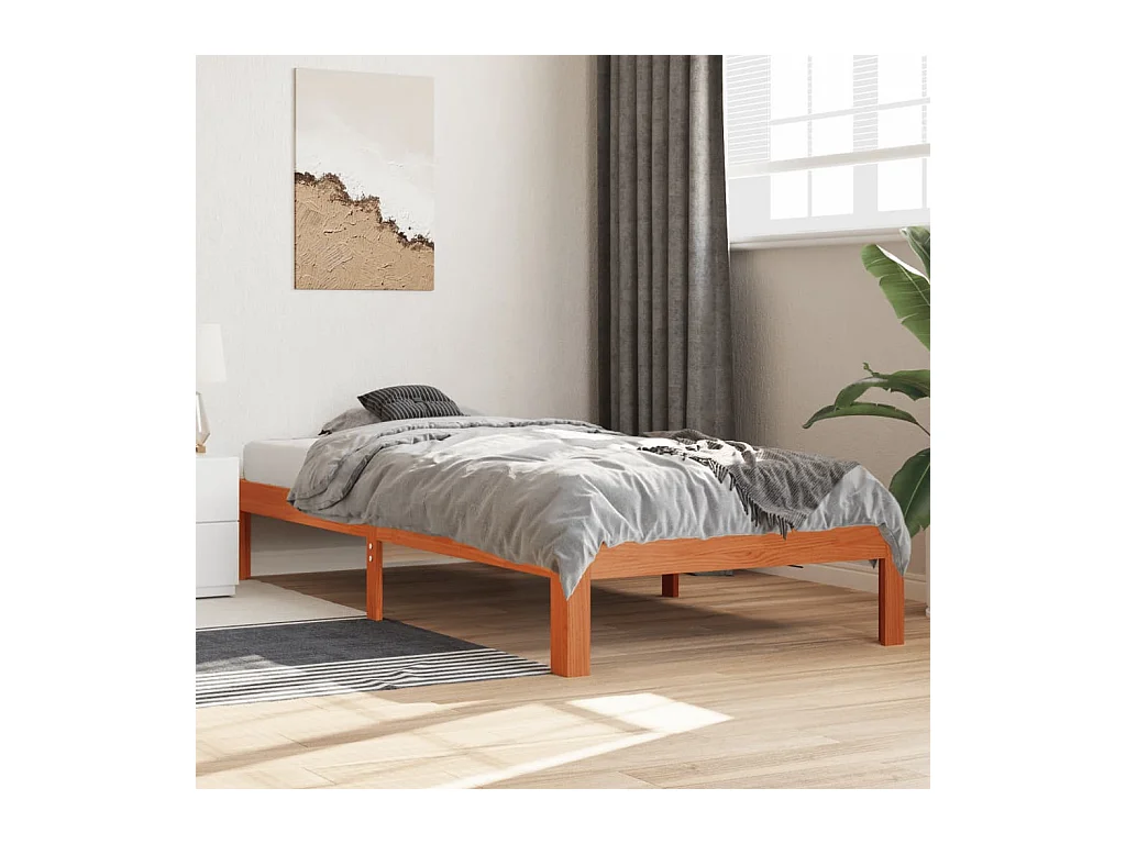 Cadre de lit sans matelas cire marron 90x200 cm bois pin massif