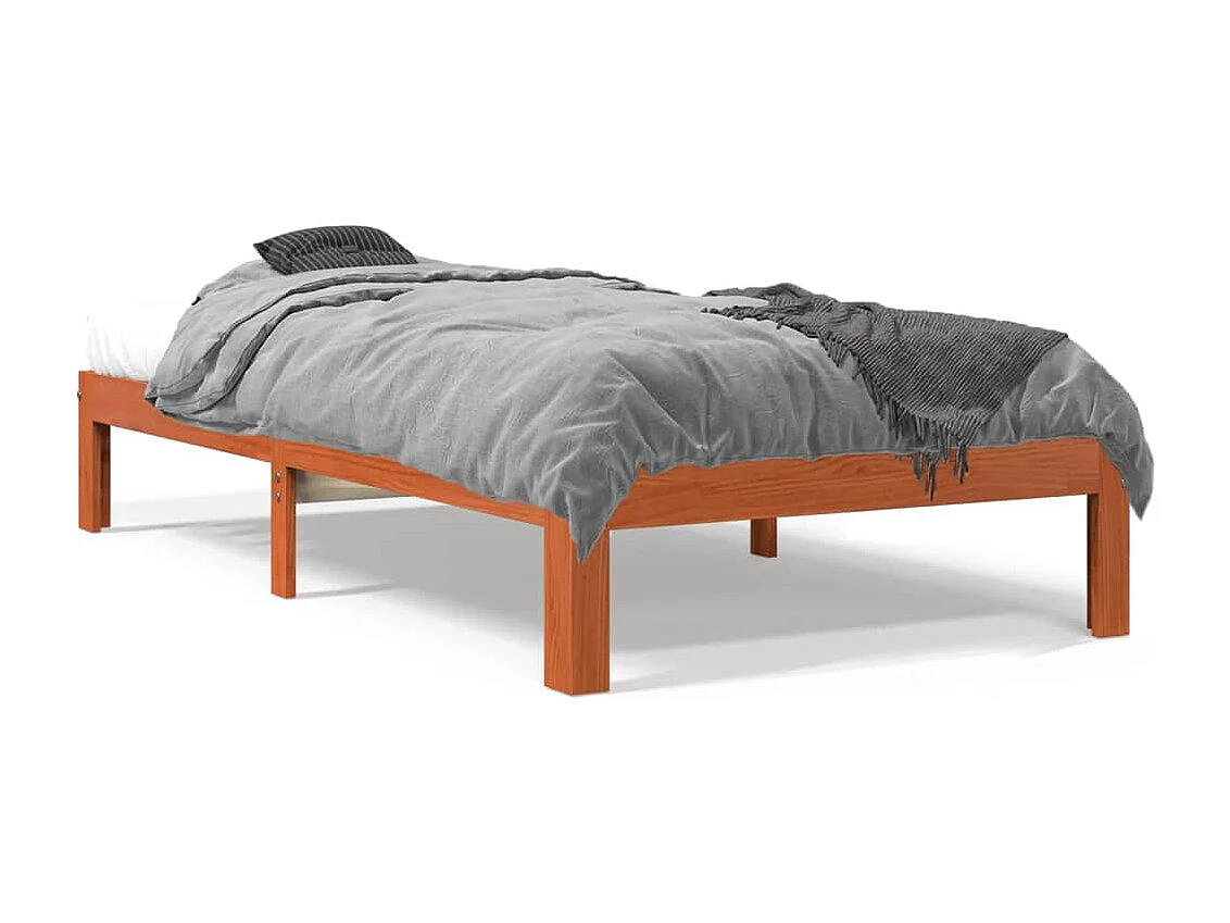 Cadre de lit sans matelas cire marron 90x200 cm bois pin massif