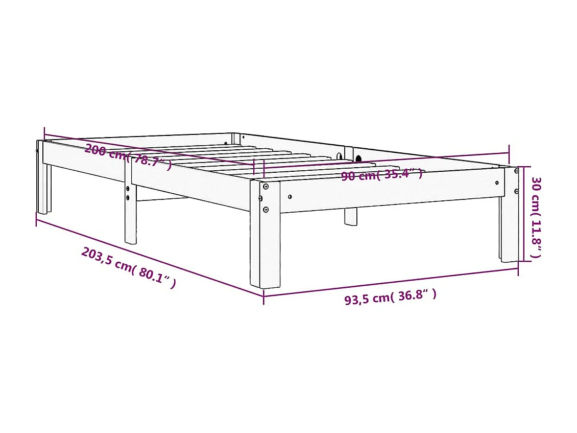 Cadre de lit sans matelas cire marron 90x200 cm bois pin massif