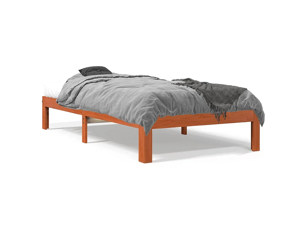 Massivholzbett ohne Matratze Wachsbraun 90x200 Kiefernholz