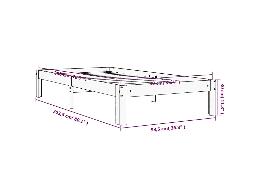 Massivholzbett ohne Matratze Wachsbraun 90x200 Kiefernholz