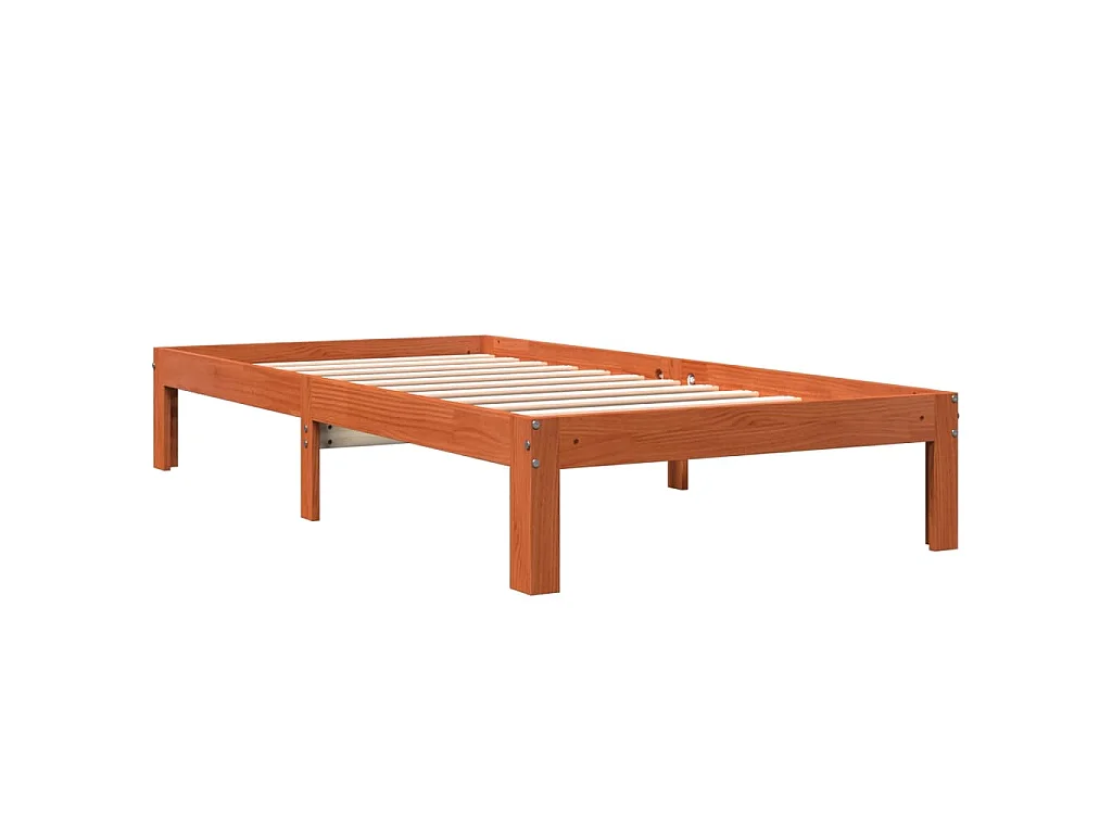 Massivholzbett ohne Matratze Wachsbraun 90x200 Kiefernholz