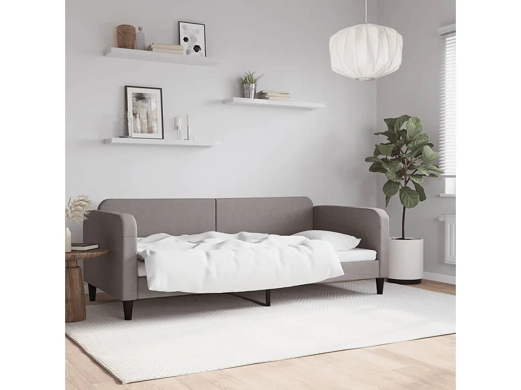 Slaapbank 90x200 cm stof taupe